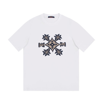 루이비통 남성 크루넥 화이트 반팔티 - Mens White Tshirts - lou03960x