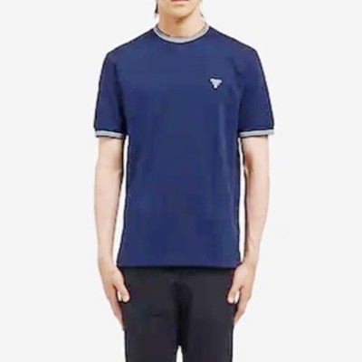 프라다 남성 크루넥 네이비 반팔티 - Mens  Navy Tshirts - Pra02595x