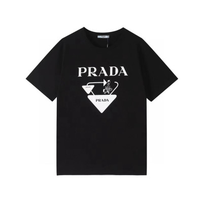 프라다 남성 크루넥 블랙 반팔티 - Mens Black Tshirts - Pra02600x