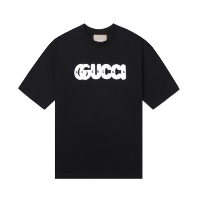 구찌 남/여 크루넥 블랙 반팔티 - Unisex Black Tshirts - guc04632x