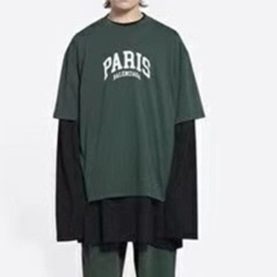 발렌시아가 남성 크루넥 그린 반팔티 - Mens Green Tshirts - bal01311x