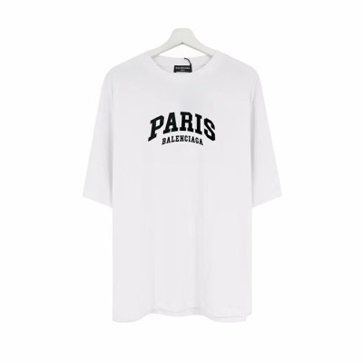 발렌시아가 남성 크루넥 화이트 반팔티 - Mens White Tshirts - bal01313x