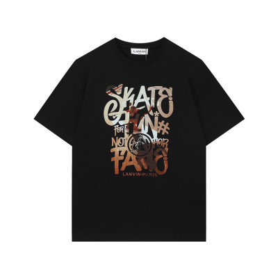 랑방 남성 이니셜 블랙 반팔티 - LANVIN Mens Black Tshirts - lan24x