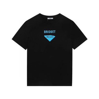 프라다 남성 크루넥 블랙 반팔티 - Mens Black Tshirts - Pra02628x