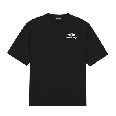 발렌시아가 남성 크루넥 블랙 반팔티 - Mens Black Tshirts - bal01337x