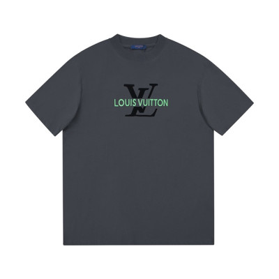 루이비통 남성 크루넥 그레이 반팔티 - Mens Gray Tshirts - lou04024x