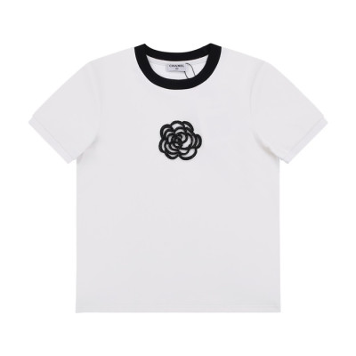 샤넬 여성 크루넥 화이트 반팔티 - Womens White Tshirts - chl0853x