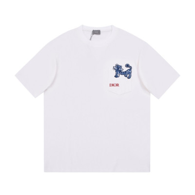 디올 남성 크루넥 화이트 반팔티 - Mens White Tshirts - dio01720x