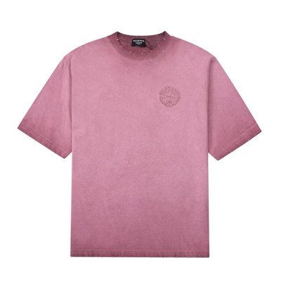 발렌시아가 남성 크루넥 버건디 반팔티 - Mens Burgundy Tshirts - bal01340x