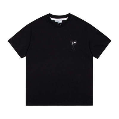 아미 남성 크루넥 블랙 반팔티 - Mens Black Tshirts - ami0273x