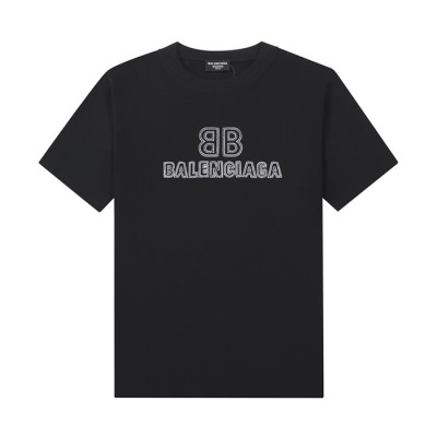 발렌시아가 남성 크루넥 블랙 반팔티 - Mens Black Tshirts - bal01351x