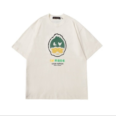 루이비통 남성 아이보리 크루넥 반팔티 - Mens Ivory Tshirts - lou04103x