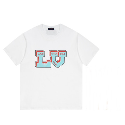 루이비통 남성 화이트 크루넥 반팔티 - Mens White Tshirts - lou04108x