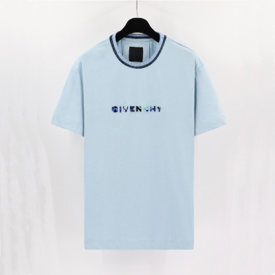 지방시 남성 크루넥 블루 반팔티 - Mens Blue Tshirts - giv0650x