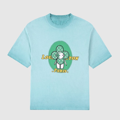 루이비통 남성 블루 크루넥 반팔티 - Mens Blue Tshirts - lou04111x