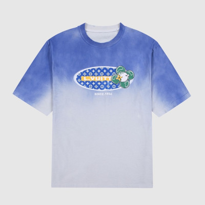 루이비통 남성 블루 크루넥 반팔티 - Mens Blue Tshirts - lou04119x