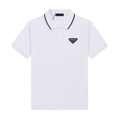 프라다 남성 화이트 폴로 반팔티 - Mens White Tshirts - Pra02651x