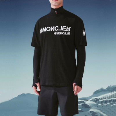 몽클레어 남성 블랙 크루넥 반팔티 - Mens Black Tshirts - moc02479x