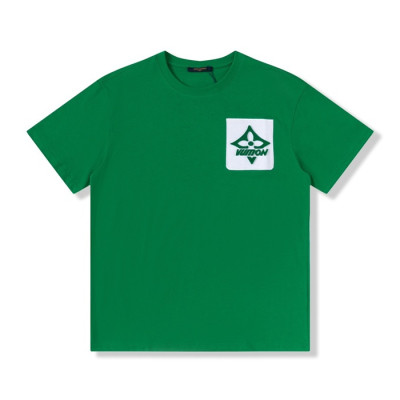 루이비통 남성 그린 크루넥 반팔티 - Mens Green Tshirts - lou04146x