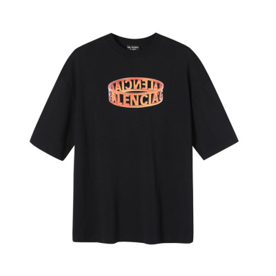 발렌시아가 남성 크루넥 블랙 반팔티 - Mens Black Tshirts - bal01397x