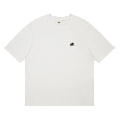 아미 남성 크루넥 아이보리 반팔티 - Mens Ivory Tshirts - ami0282x