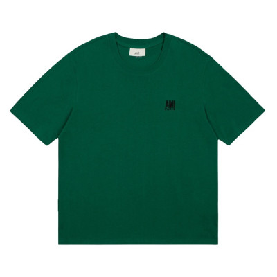 아미 남성 크루넥 그린 반팔티 - Mens Green Tshirts - ami0283x