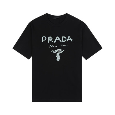 프라다 남성 블랙 크루넥 반팔티 - Mens Black Tshirts - Pra02662x