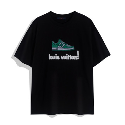 루이비통 남성 블랙 크루넥 반팔티 - Mens Black Tshirts - lou04170x