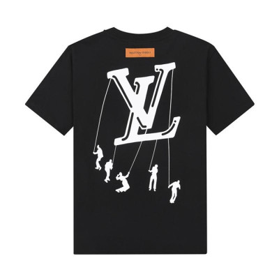 루이비통 남성 블랙 크루넥 반팔티 - Mens Black Tshirts - lou04172x