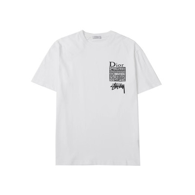 디올 남성 크루넥 화이트 반팔티 - Mens White Tshirts - dio01758x