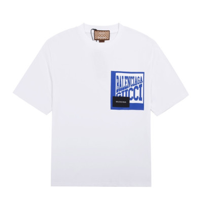 발렌시아가 남성 화이트 크루넥 반팔티 - Mens White Tshirts - bal01403x