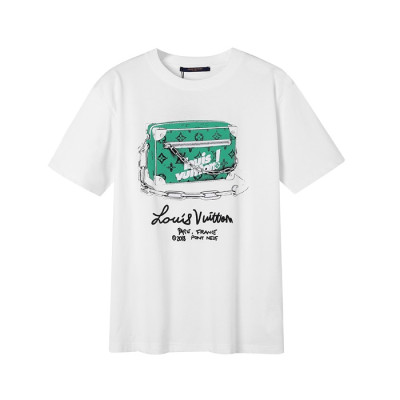 루이비통 남성 화이트 크루넥 반팔티 - Mens White Tshirts - lou04185x