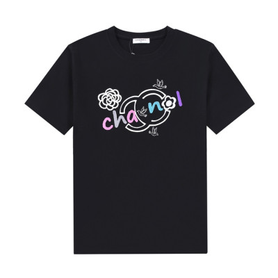 샤넬 남/녀 크루넥 블랙 반팔티 - Unisex Black Tshirts - chl0888x