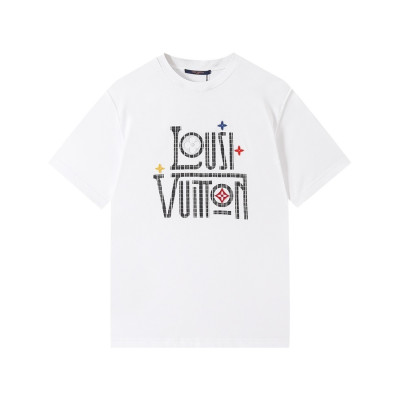 루이비통 남성 화이트 크루넥 반팔티 - Mens White Tshirts - lou04190x