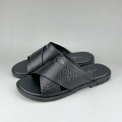 루이비통 남성 이니셜 블랙 슬리퍼 - Mens Black Slippers - lou04240x