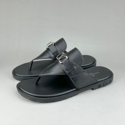 루이비통 남성 이니셜 블랙 슬리퍼 - Mens Black Slippers - lou04243x