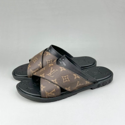 루이비통 남성 이니셜 브라운 슬리퍼 - Mens Brown Slippers - lou04245x