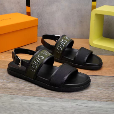 2023 루이비통 남성 이니셜 블랙 슬리퍼 - Mens Black Slippers - lou04251x