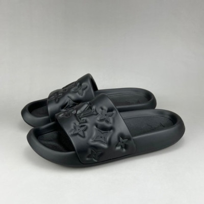 루이비통 남/녀 이니셜 블랙 슬리퍼 - Unisex Black Slippers - lou04262x