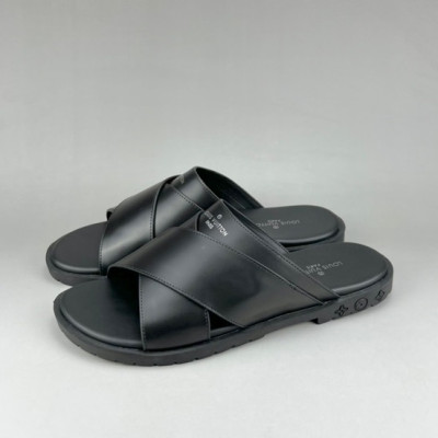 루이비통 남성 이니셜 블랙 슬리퍼 - Mens Black Slippers - lou04263x