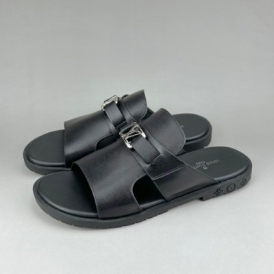 루이비통 남성 이니셜 블랙 슬리퍼 - Mens Black Slippers - lou04276x