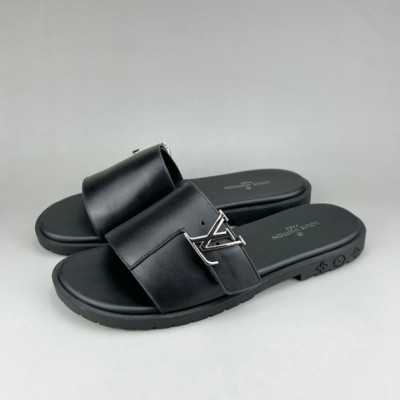 루이비통 남성 이니셜 블랙 슬리퍼 - Mens Black Slippers - lou04277x