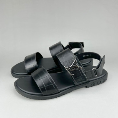 루이비통 남성 이니셜 블랙 샌드 - Mens Black Sandals - lou04282x