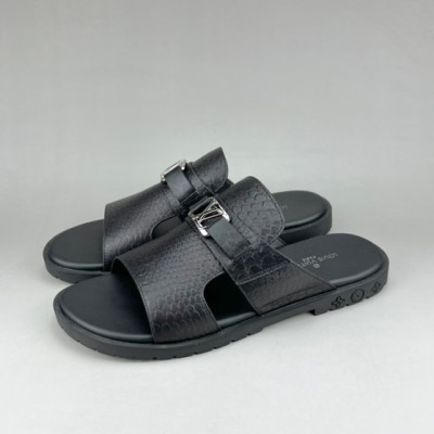 루이비통 남성 이니셜 블랙 슬리퍼 - Mens Black Slippers - lou04286x