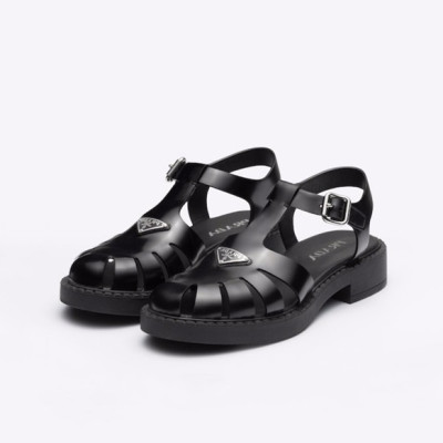 프라다 남성 로고 블랙 샌들 - Mens Black Sandals - pra02684x