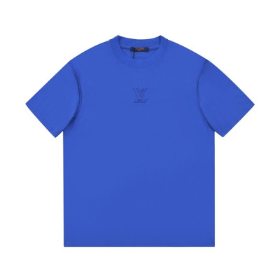 루이비통 남성 블루 크루넥 반팔티 - Mens Blue Tshirts - lou04317x