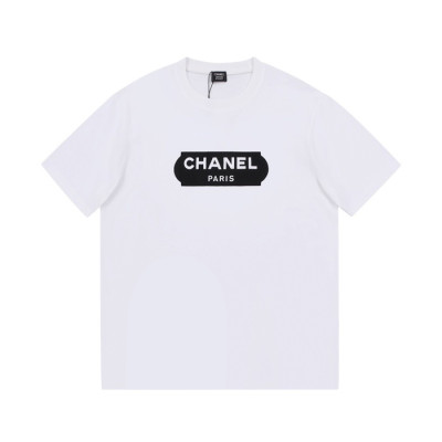 샤넬 남/녀 크루넥 화이트 반팔티 - Unisex White Tshirts - chl0892x