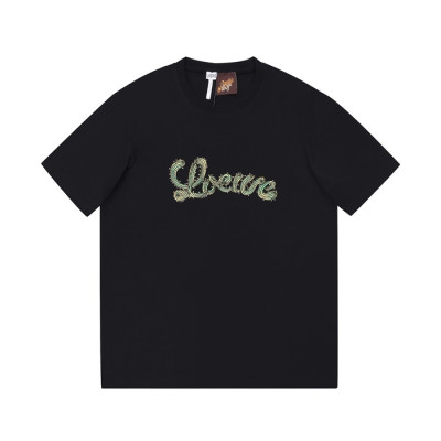 로에베 남성 이니셜 블랙 반팔티 - Mens Black Tshirts - loe0601x