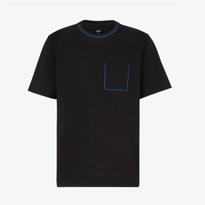 펜디 남성 블랙 크루넥 반팔티 - Mens Black Tshirts - fen01212x