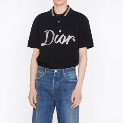 디올 남성 블랙 폴로 반팔티 - Mens Black Tshirts - dio01793x